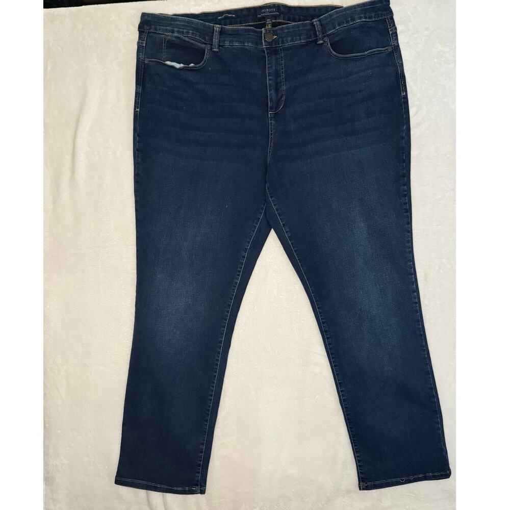 TALBOTS Denim Blue Jeans Women’s Size 24W 5 Pocket Straight Leg Dark Wash